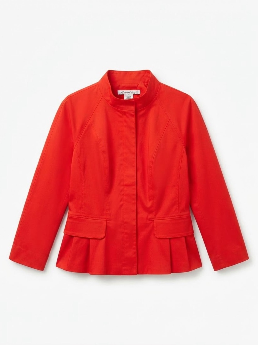 Kenneth Cole New York Red Peplum Jacket Size 2 Zip Blazer